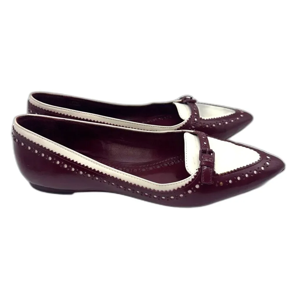 Tory Burch Darlene Ballet Flat - Burgundy/Cream 8